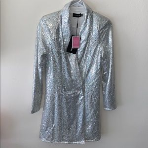 Sliver Sequin Oversized Blazer Dress